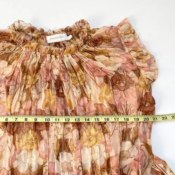 Zimmermann Tempo Flutter Midi Dress Silk Toffee Nouveau Size AU 1 US 6 - Picture 10 of 12